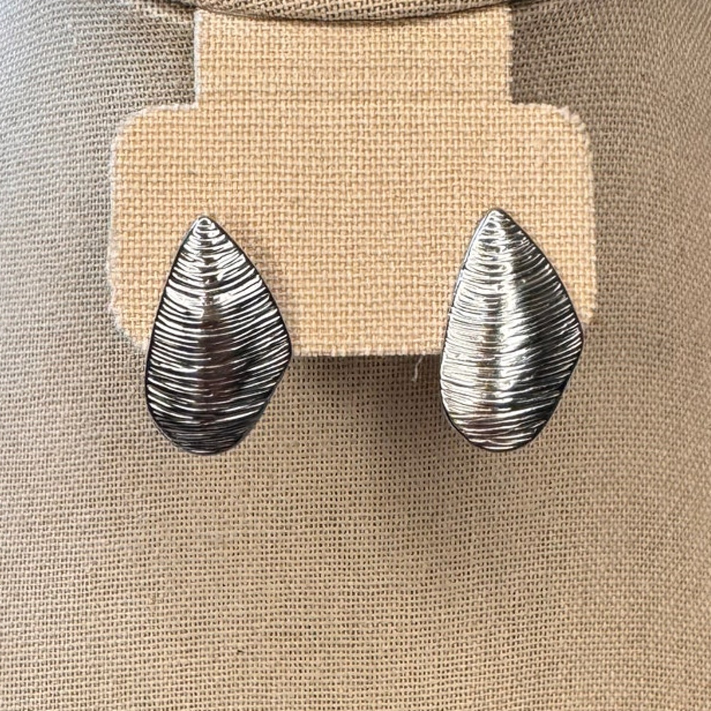 Textured Silver Leaf Earrings Boho Accessories Silver Post Earrings